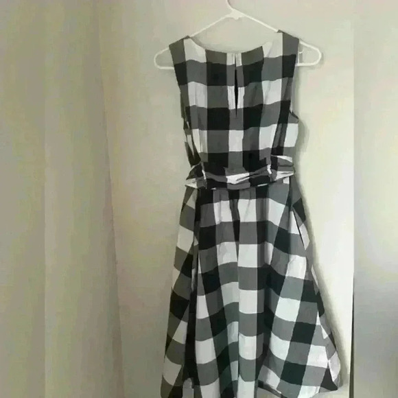 Ann Taylor Cotton Black White  Gingham Midi Dress‎ Plaid Sleeveless size MPetite - Picture 12 of 13